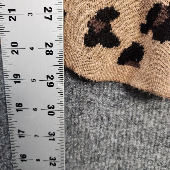CHICOS Tan Leopard Animal Print Long Sleeve V-Neck Sweater SIZE 2 US LARGE - Picture 4 of 11